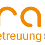 Logo of Sira Kinderbetreuung with orange rounded letters and a hand-drawn teddy bear on the right.